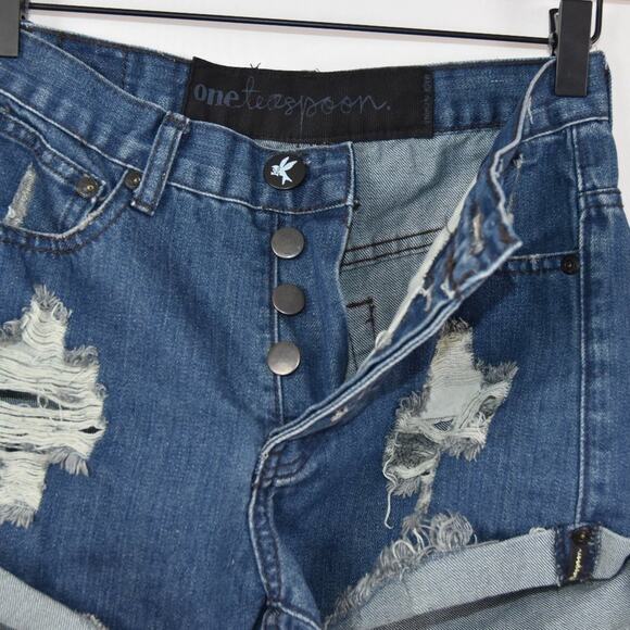 One Teaspoon Distressed Denim Jean Shorts Size 26 - Picture 14 of 16